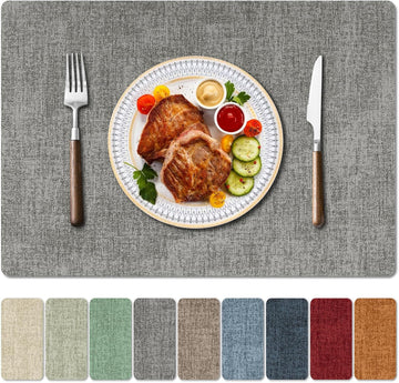 Faux Leather Heat Resistant Placemats - Waterproof Oilproof Wipeable Dining PU Place Mat Easy Clean Table - Set of 4