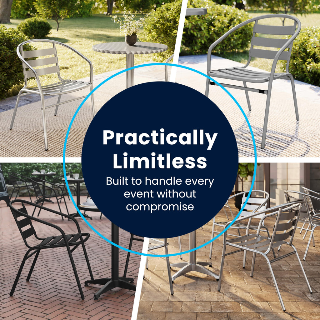 Commercial Aluminum Slat Back Indoor/Outdoor Stack Chair