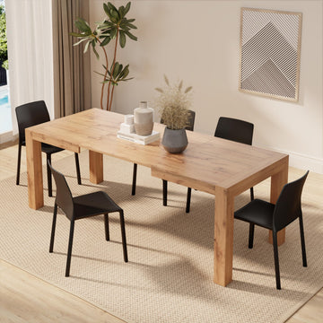 Iacopo Extendable Dining Table, 55, 1(86, 6) x35, 4 in, Rustic Oak, for 6-10 People, Expandable Dining Table, Italian