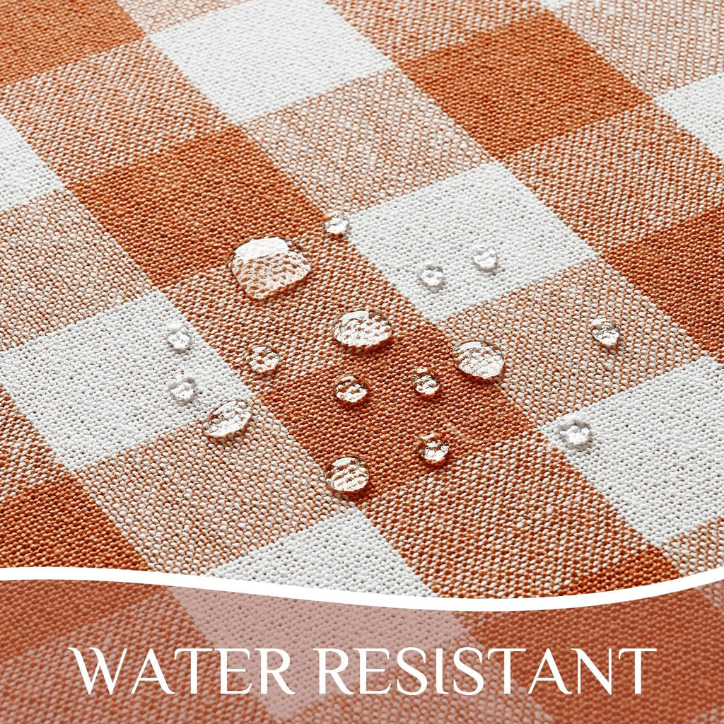 Fall Gingham Rectangle Tablecloth with Tassel, Orange, 55" x 84"