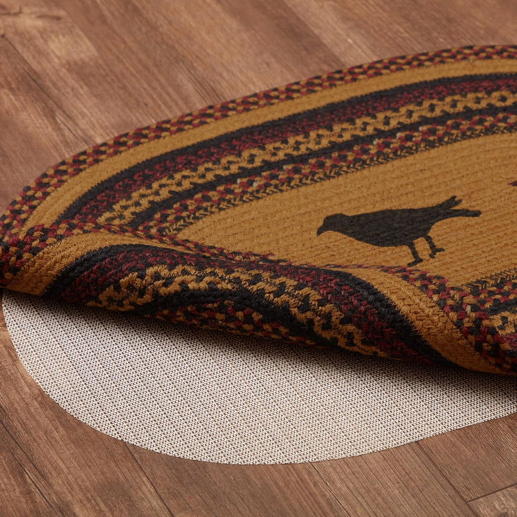 Heritage Farms Primitive Crow Jute Yellow Accent Rug Oval w/Floor Pad 20"x30"