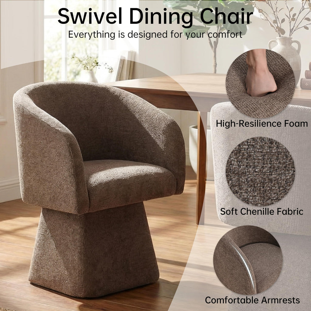 Upholstered Swivel Set of 2 with Barrel Back and Arm