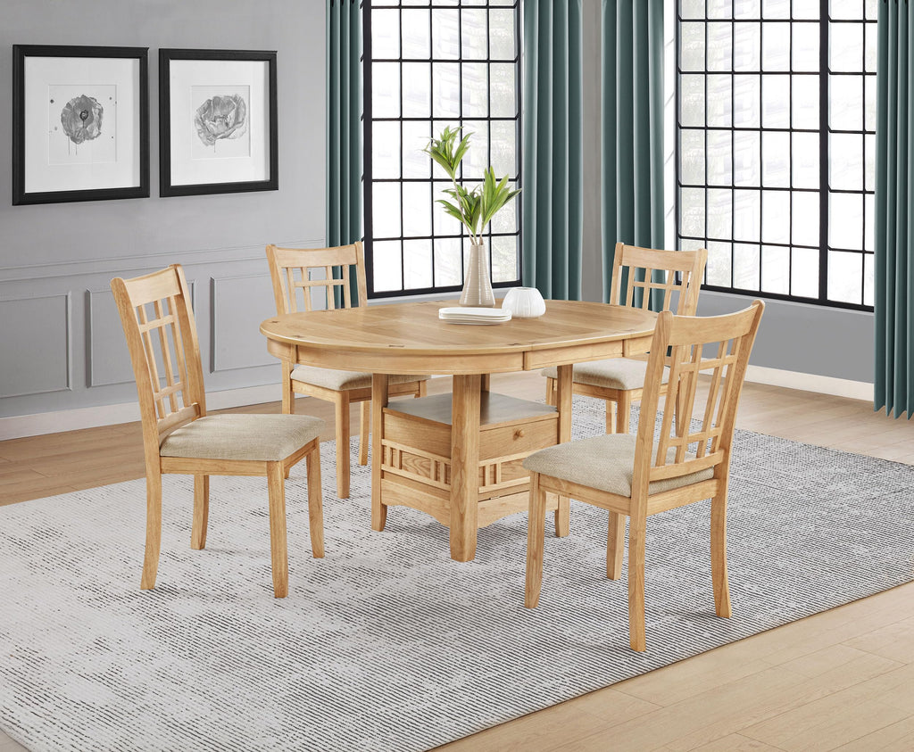 Lavon 5-Piece Extendable Oval Dining Set, Light Oak
