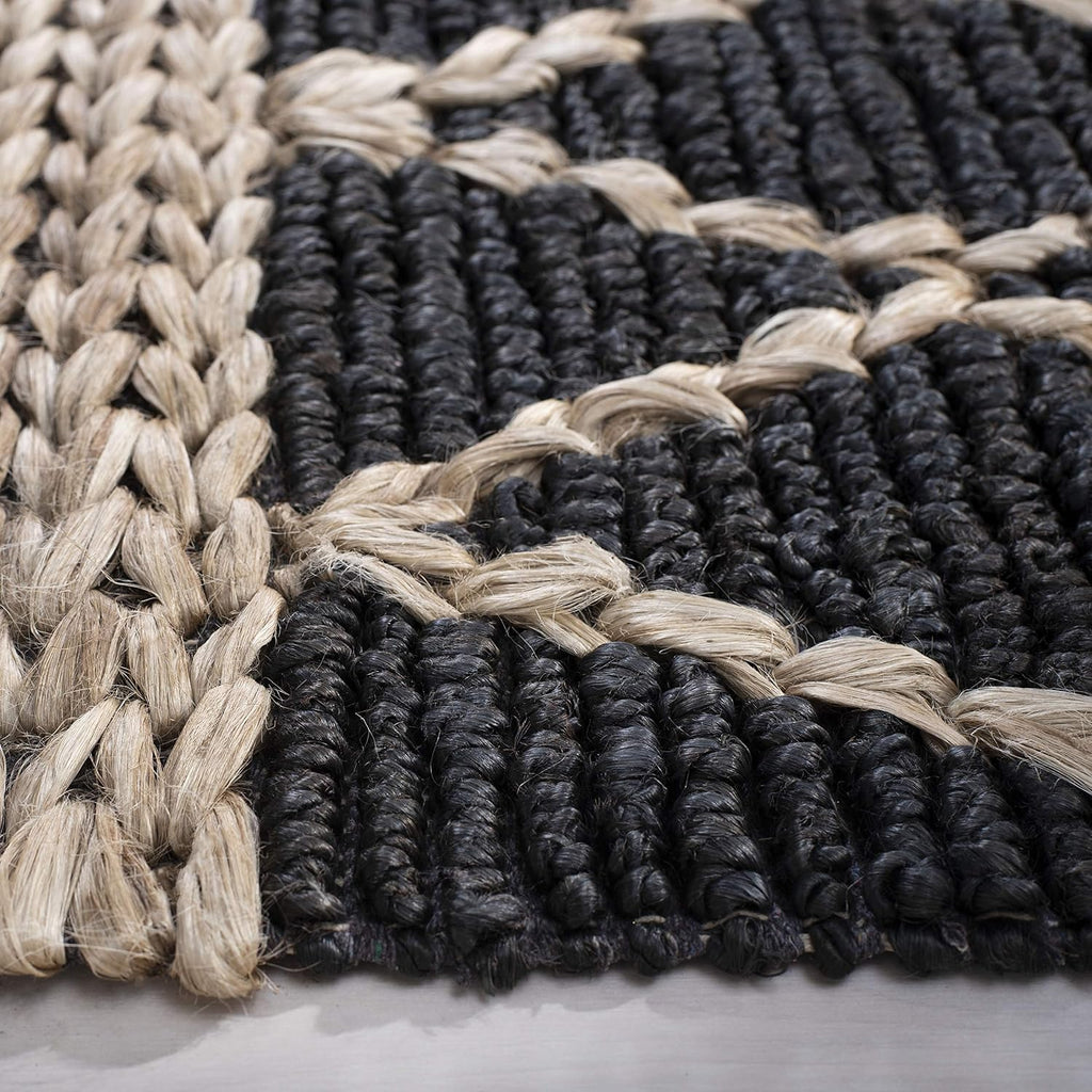 Natural Fiber Collection Runner Rug - 2'6" x 8', Charcoal, Handmade Boho Moroccan Trellis Jute, Ideal for High