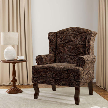 Mid-Century Modern Wingback Accent Chair, Cranberry, Set of 1
