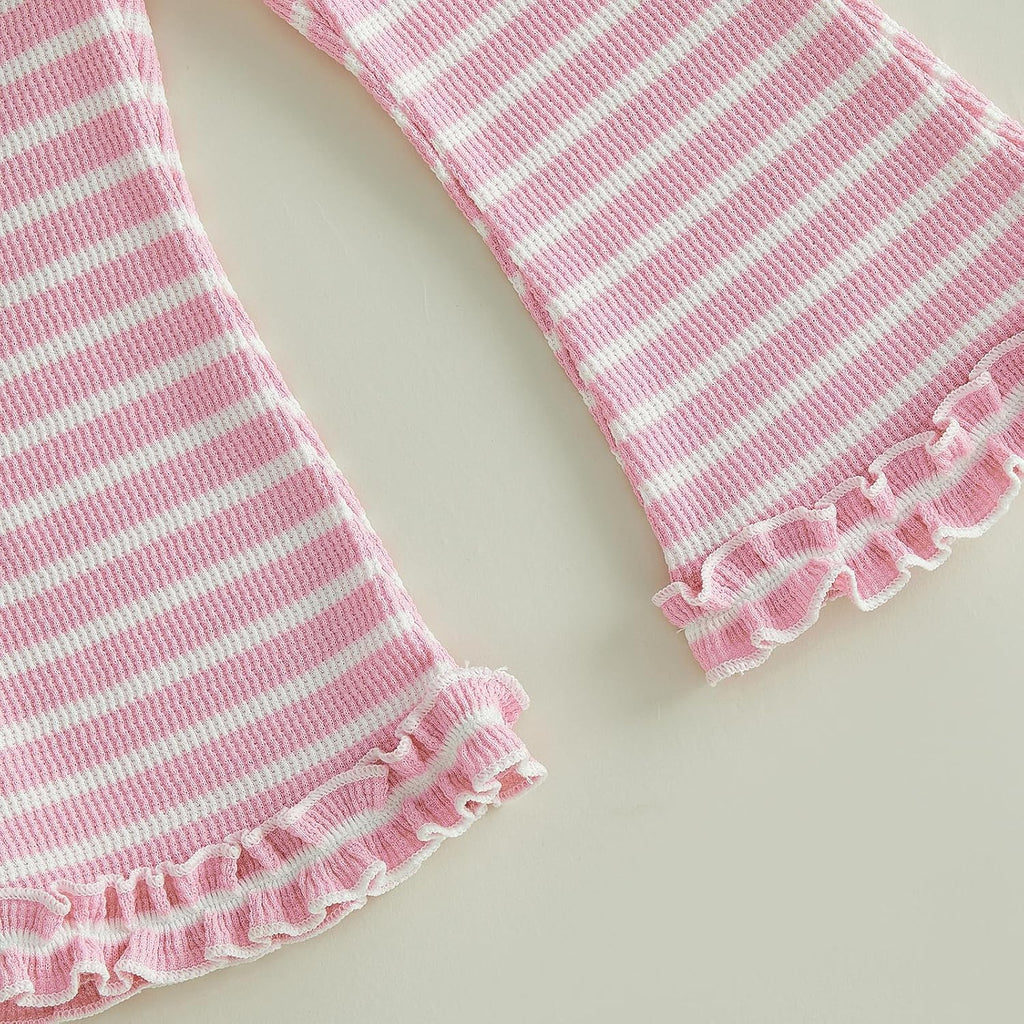 Toddler Baby Girl Fall Clothes Ruffle Tops Flared Pants Set