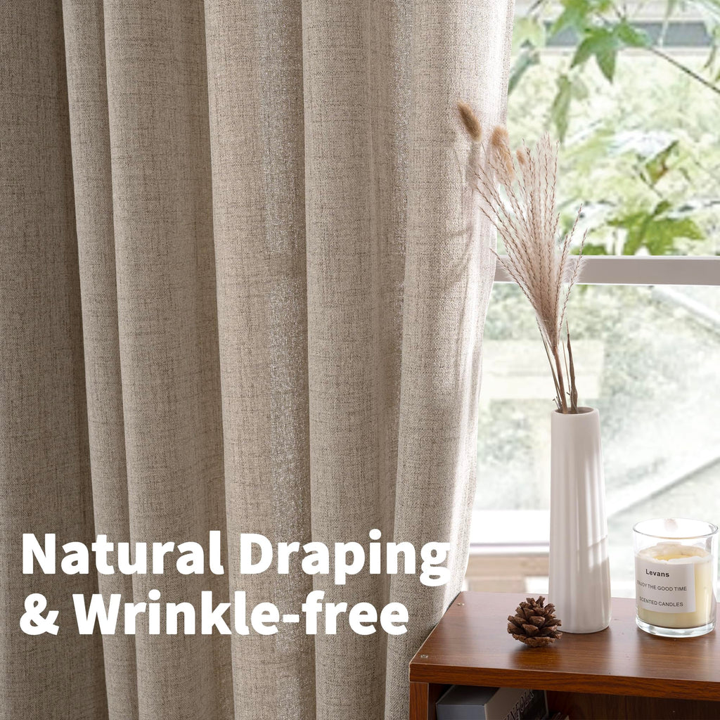 Oatmeal Linen Farmhouse Curtains 84 Inches Long