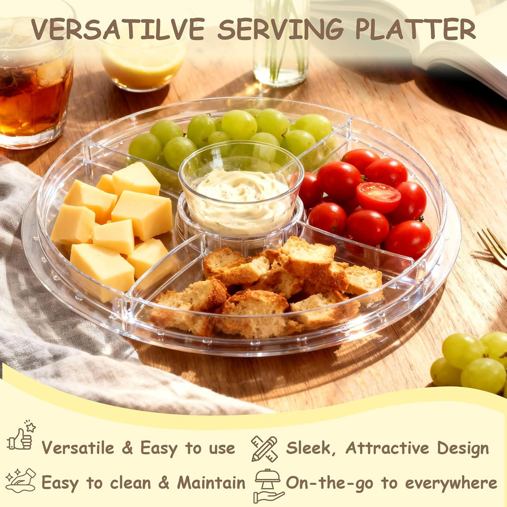 12inch Cake Stand with Acrylic Lid, 6-in-1 Multifuntional Serving Platter with Dome Cover, Cake Display Stand