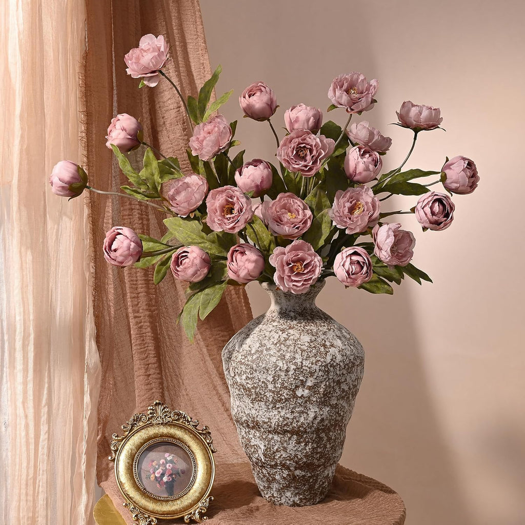 Faux Peonies Artificial Flowers for Vase - Set of 6