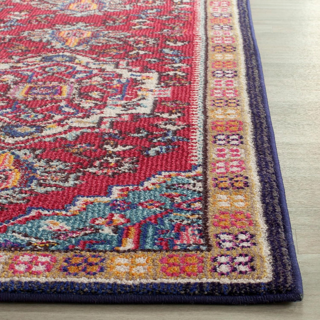 Monaco Collection X-Large Area Rug - 12' x 18', Red & Turquoise, Boho Oriental Medallion Design, Non-Shedding & Easy