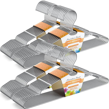 Coat Hanger, 40 Pack Metal Wire Hangers for Clothes, Stainless Steel, Heavy Duty, Ultra Thin, Space Saving, 16.5 Inch