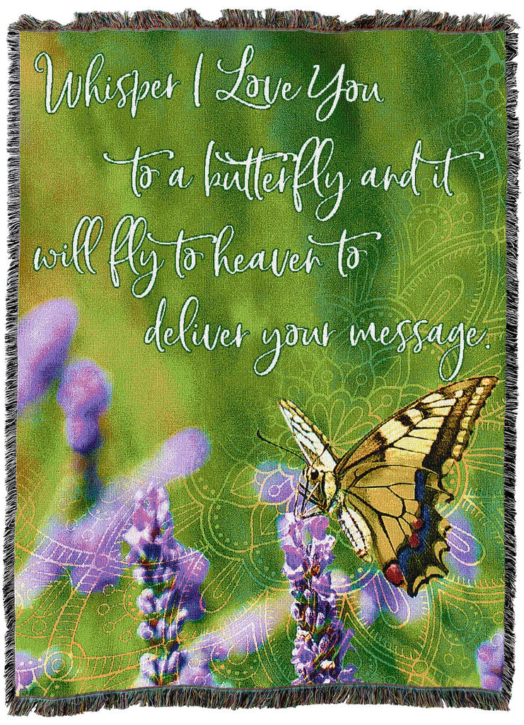 Whisper I Love You to A Butterfly Blanket - Sympathy Bereavement Gift Tapestry Throw Woven from Cotton - Made in the