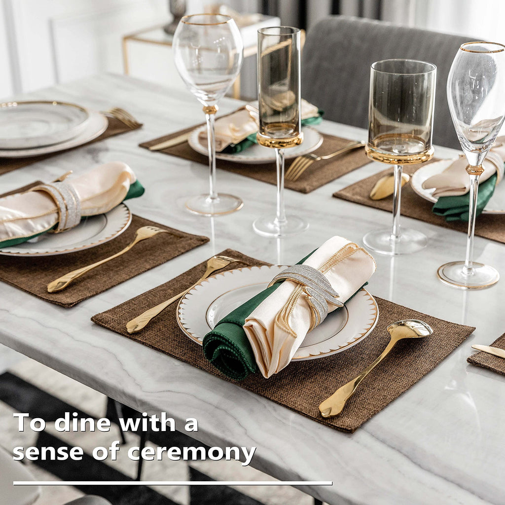Cloth Placemats Set of 4 Heat Resistant Dining Table Place Mats Linen Kitchen Table Mats, Brown