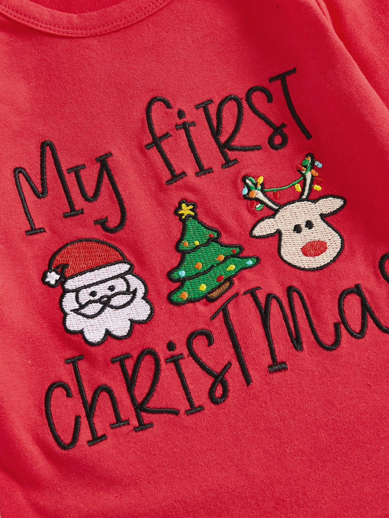 My First Christmas Baby Boy Outfit Newborn Romper+Pant+Headband Infant Bodysuit Clothes My 1st Christmas Outfit