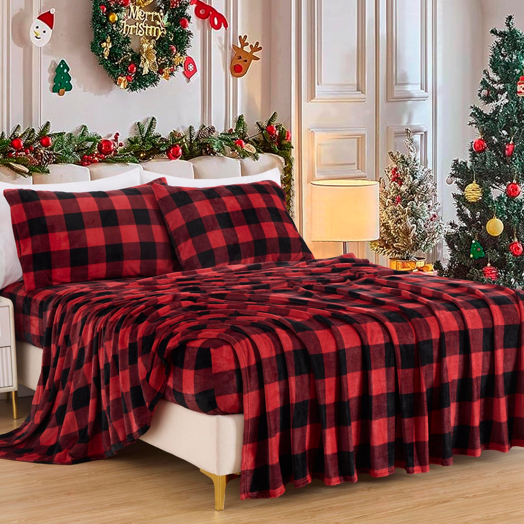 Extra Soft Fleece Sheet Set, Microplush Non-Pilling Velvety Bed Sheet, Deep Pocket - Lightweight All Season