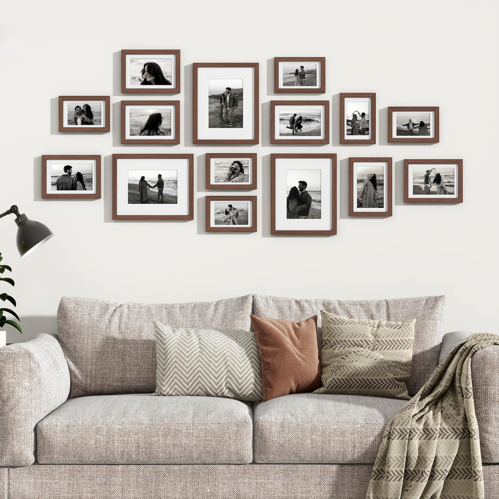 15 Pack Picture Frames Collage Wall Decor, Gallery Frame Set for Wall Mounting or Tabletop Display, Multi Sizes