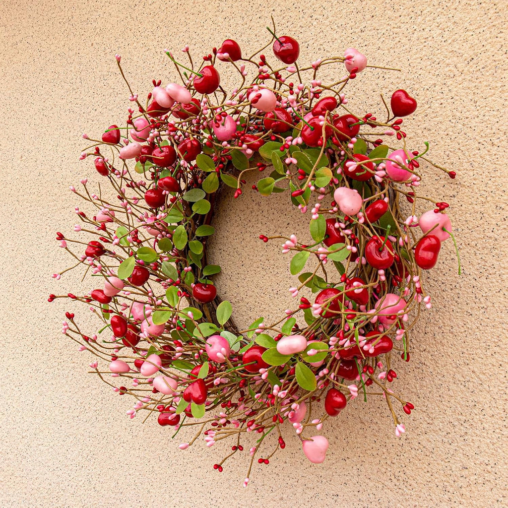 20 Inches Farmhouse Valentine's Day Wreath Romantic Valentines Wreaths for Front Door Rustic Valentines Door Wreath