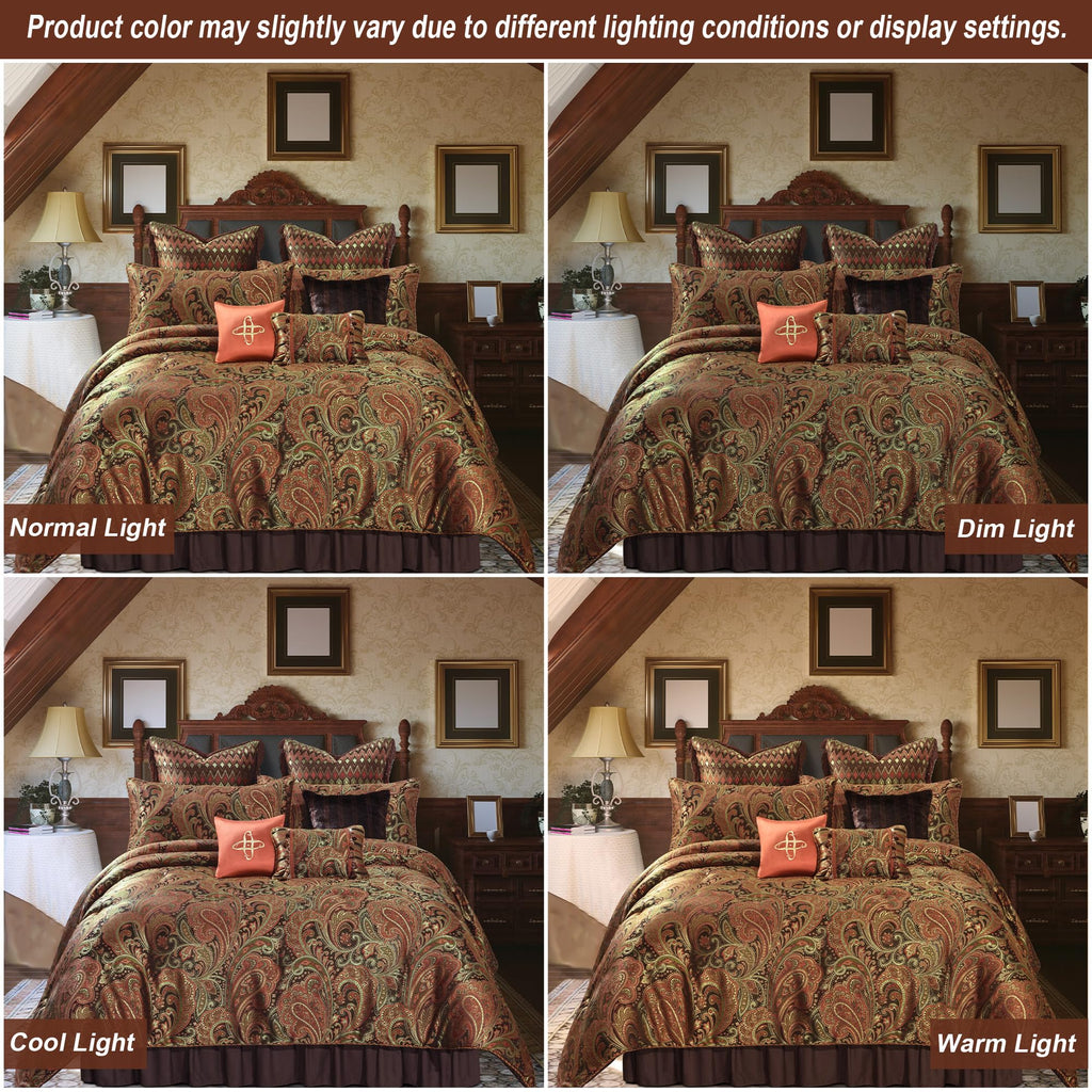 9-Piece Jacquard Comforter Set, Classic Paisley Design