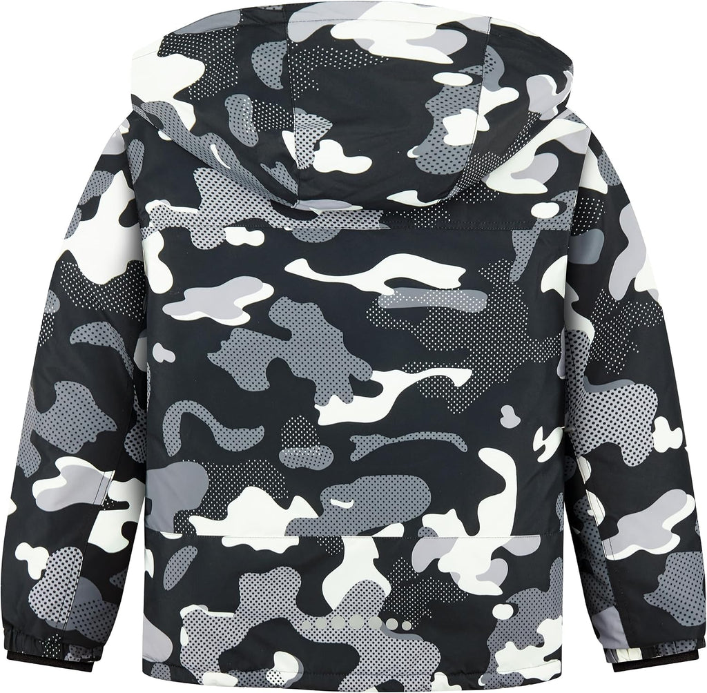 Boys Waterproof Ski Jacket Fleece Lined Warm Winter Snow Coat Hooded Winter Jacket for Kids