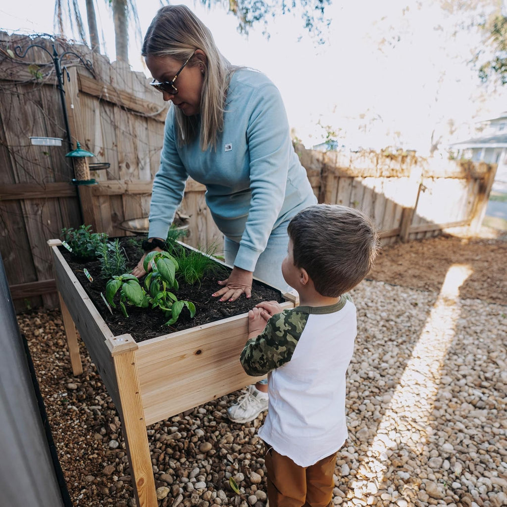 Expressions Wooden Raised Garden Bed | 48" x 24" x 30" Elevated Planter Box with Included Bed Liner | Outdoor
