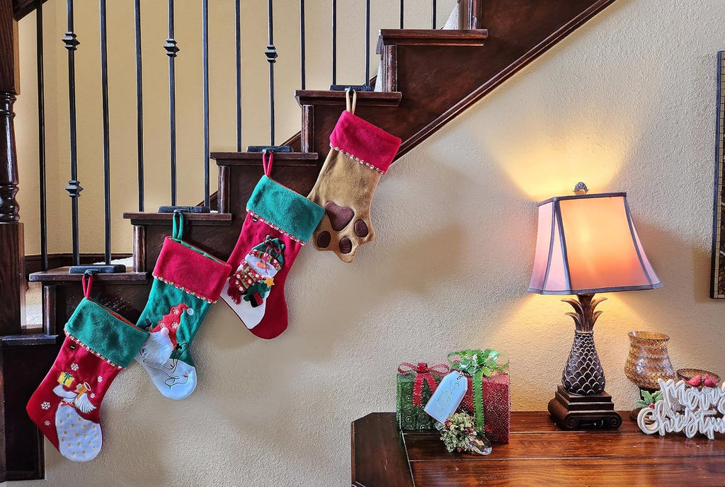Decor Black Christmas Stocking Holders for Mantle set of 4 - Heavy Cast Iron Weighted Strong & Sturdy - Low Profile