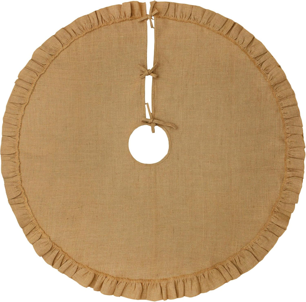 Jute Christmas Tree Skirt with Frill - 48 inches Round