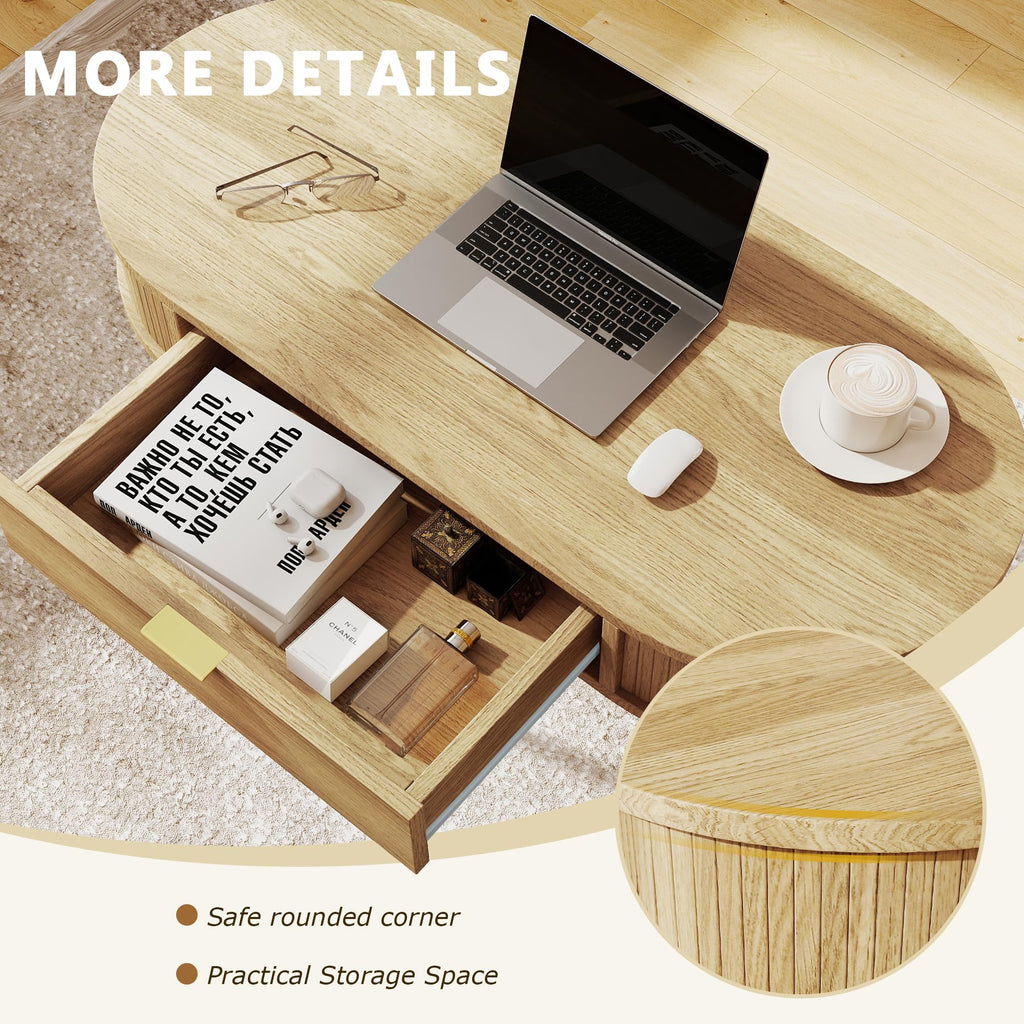 Wood Desk with Drawer, 39.36''Computer Desk Vanity Console Table, Oak