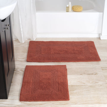 Bathroom Rugs - 2 - Piece Cotton Bathroom Mat Set - Machine Washable Bath Mats for Washroom, Kitchen, or Laundry Room