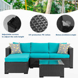 3 Pcs Patio Furniture Set,Outdoor Sectional Black Wicker Patio Conversation Set,All-Weather Rattan Patio Couch with