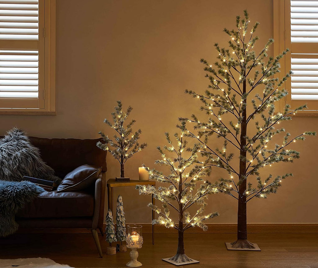 Lighted Pine Garland Battery Operated with Timer 6FT 48 LED Fairy Lights, Christmas Garland with Lights Wall Patio