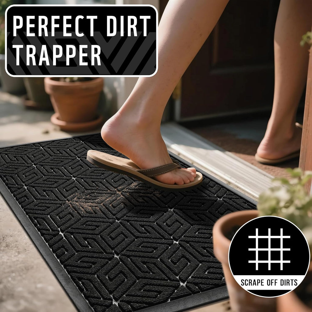 Large Door Mat 36x24, All-Weather Waterproof Outdoor Mats for Front Door, Non Slip Rubber Doormat Proch Outside