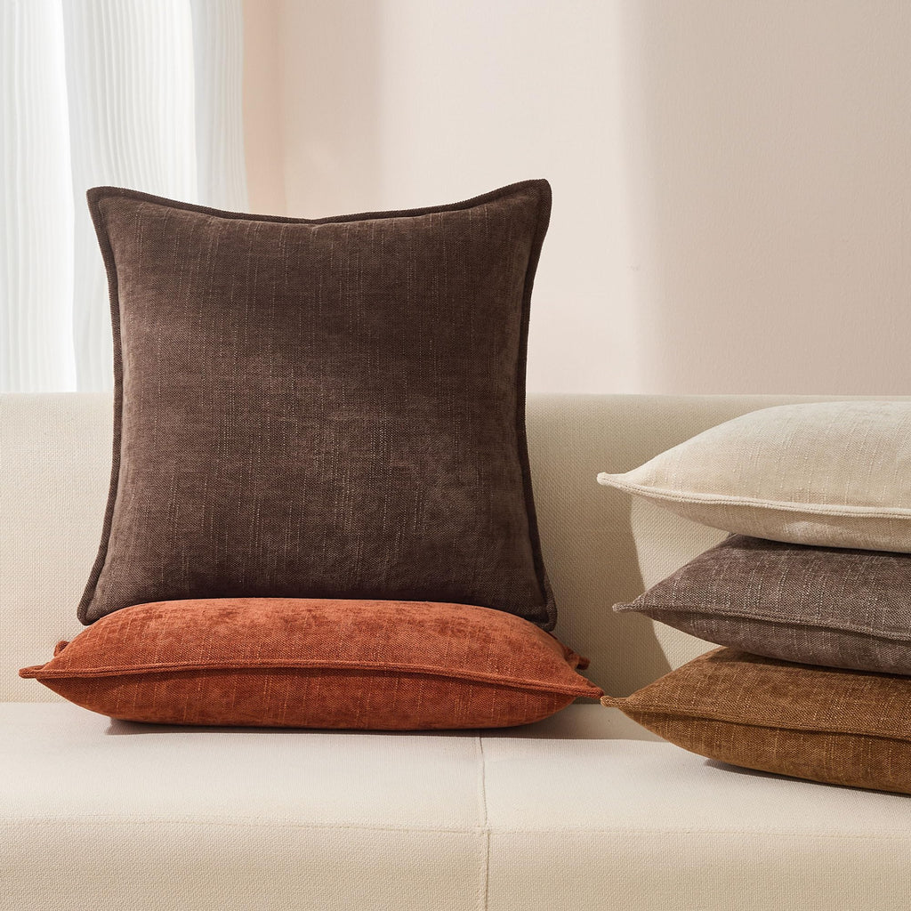Throw Pillow Covers 20x20 Brown Chenille Solid Home DecorSY014B20