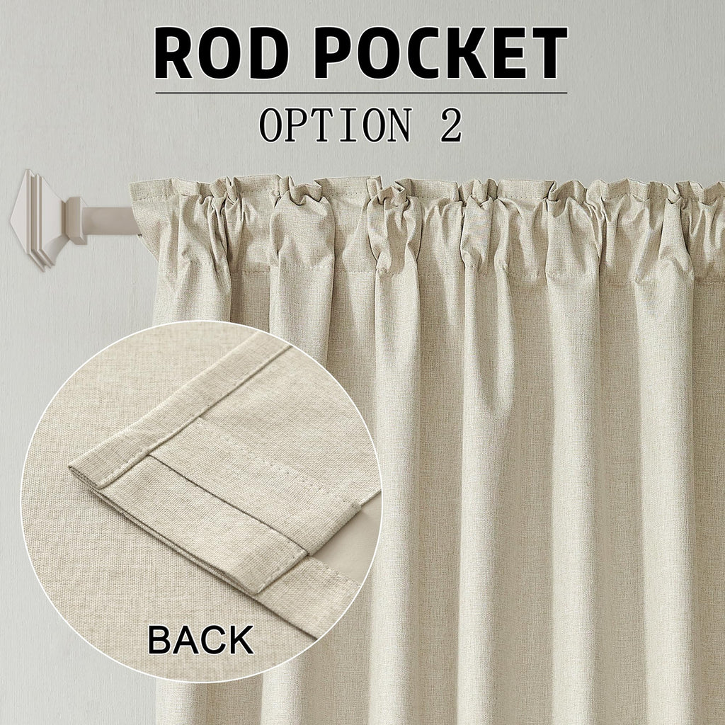 96 Inch Long Blackout Curtains - Extra Wide Thermal Insulated Sun Block Out Bedroom Linen Curtains 8 ft Window