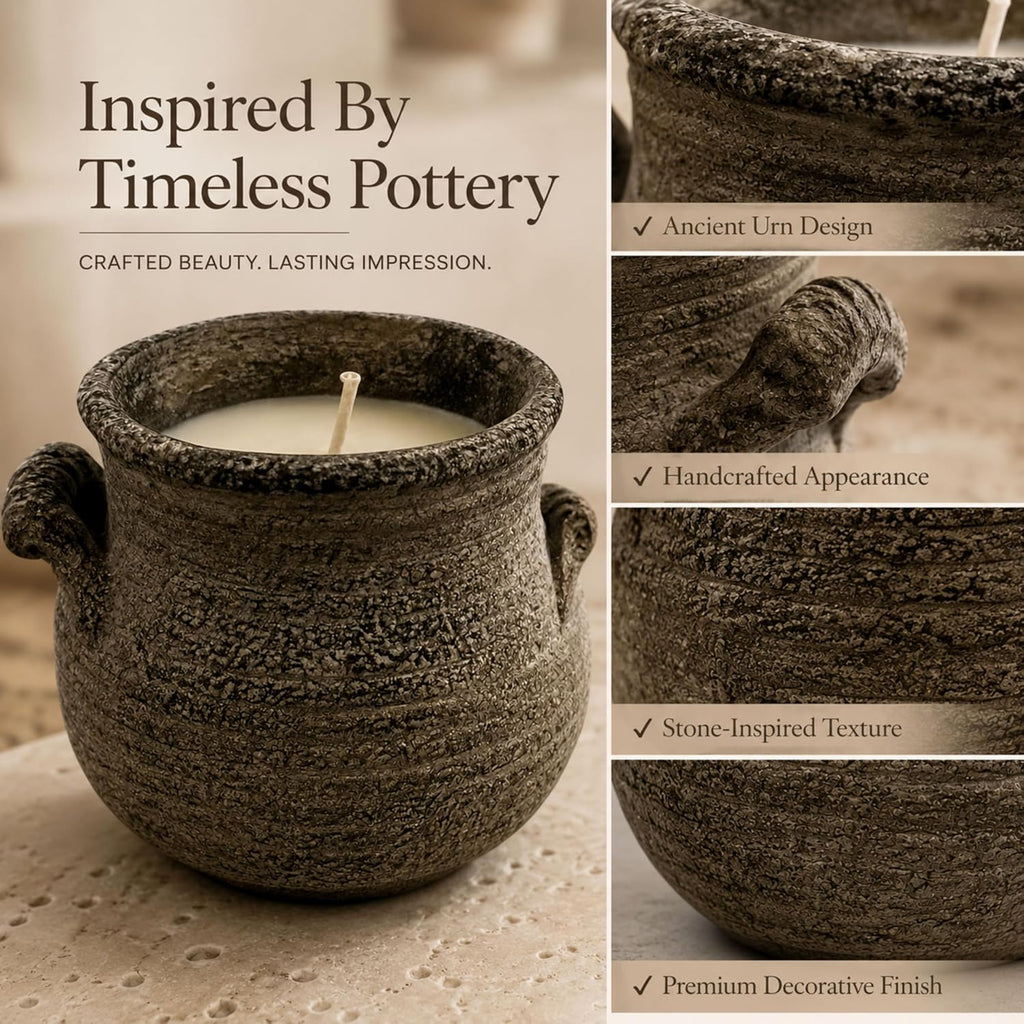 12 oz Light Floral Scented Candle in Rustic Gray Rough-Textured Ceramic Bowl Outdoor Cozy Home Decor