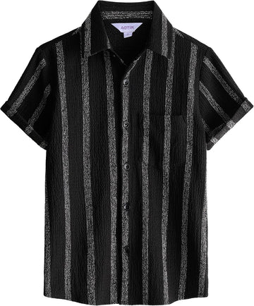 Boys Shirts Casual Button Down Shirt Short Sleeve Dress Shirt