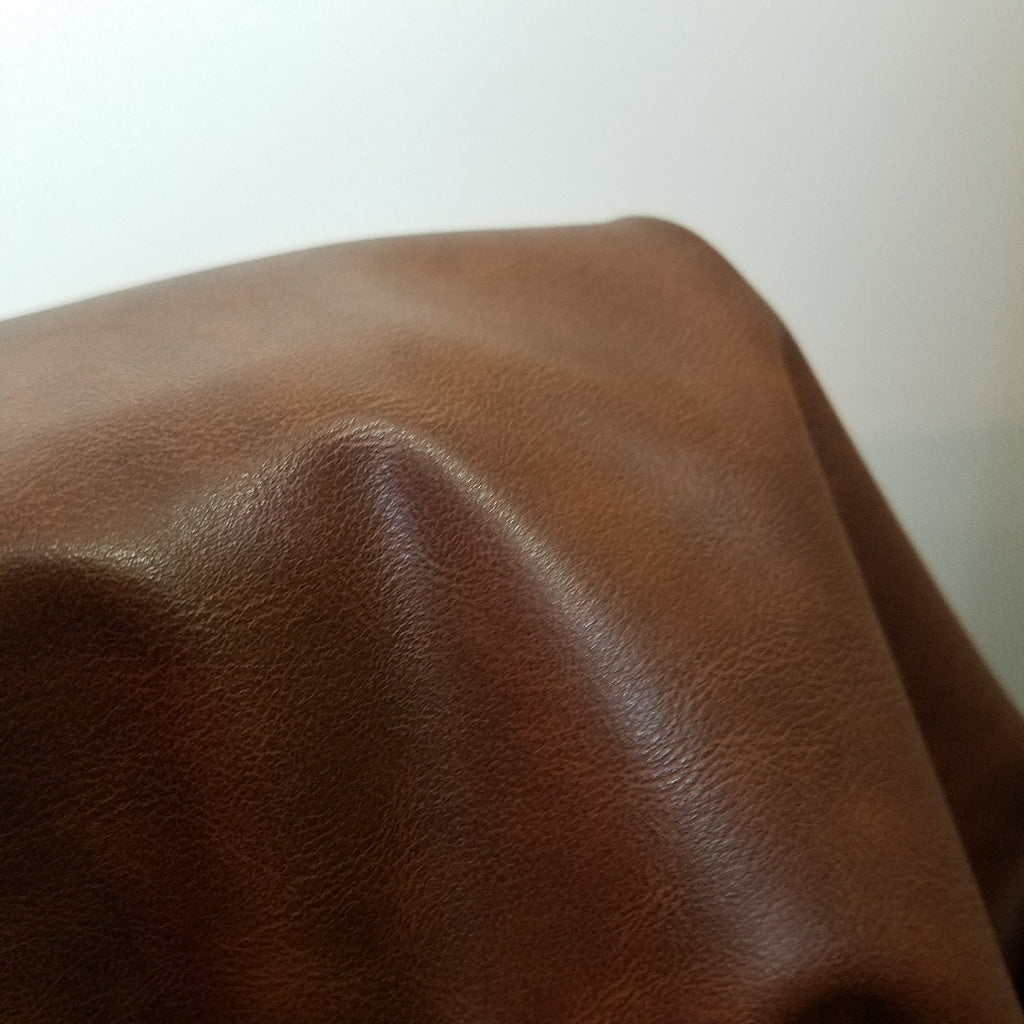 TM | Cognac Rustic Brown Two Tone Soft Faux Vegan Leather Sheet Fabric PU (Peta Approved Vegan) | 1 Yard (36 inch x