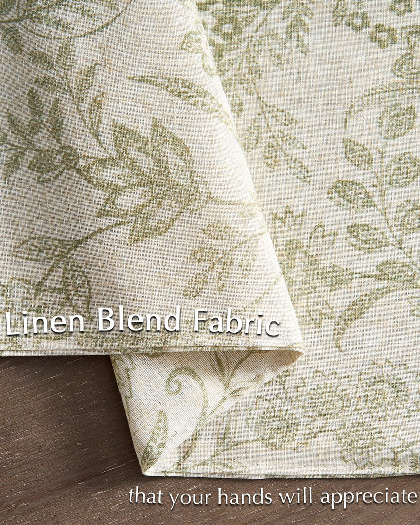 Linen Floral Placemats Set of 4 Farmhouse 13x19 Inch Green