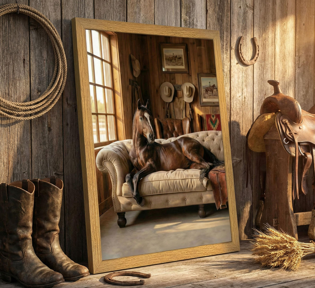 Framed Horse Wall Art, 16x24 Inches