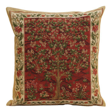 William Morris Tree of Life Red I Tapestry Throw Pillow Cover 18 x 18 in