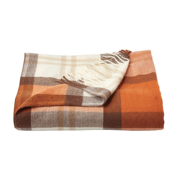 Oversized Throw Blanket for Couch, Spice Orange Plaid, 60" x 70"