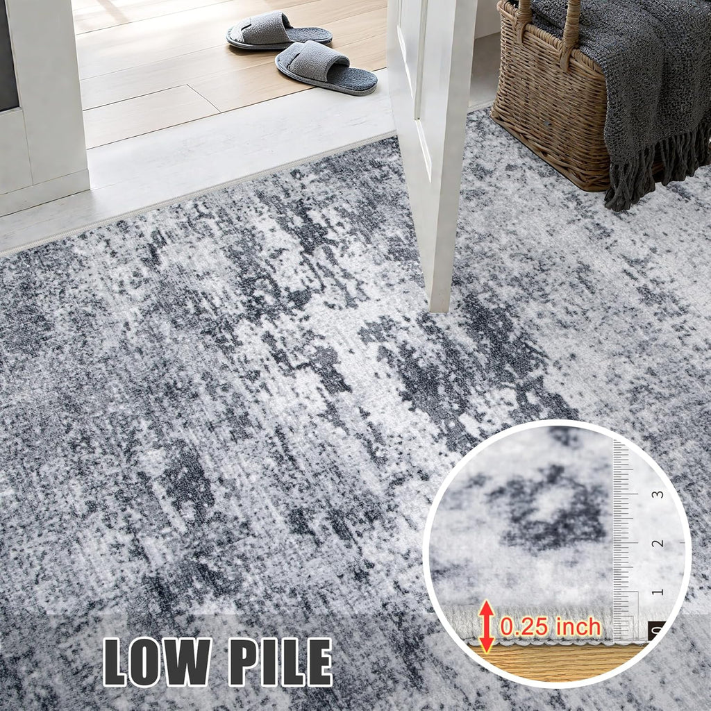5x7 Area Rug Living Room Rug: Washable Modern Abstract Soft Thin Rug Indoor Floor No Slip Stain Resistant Carpet