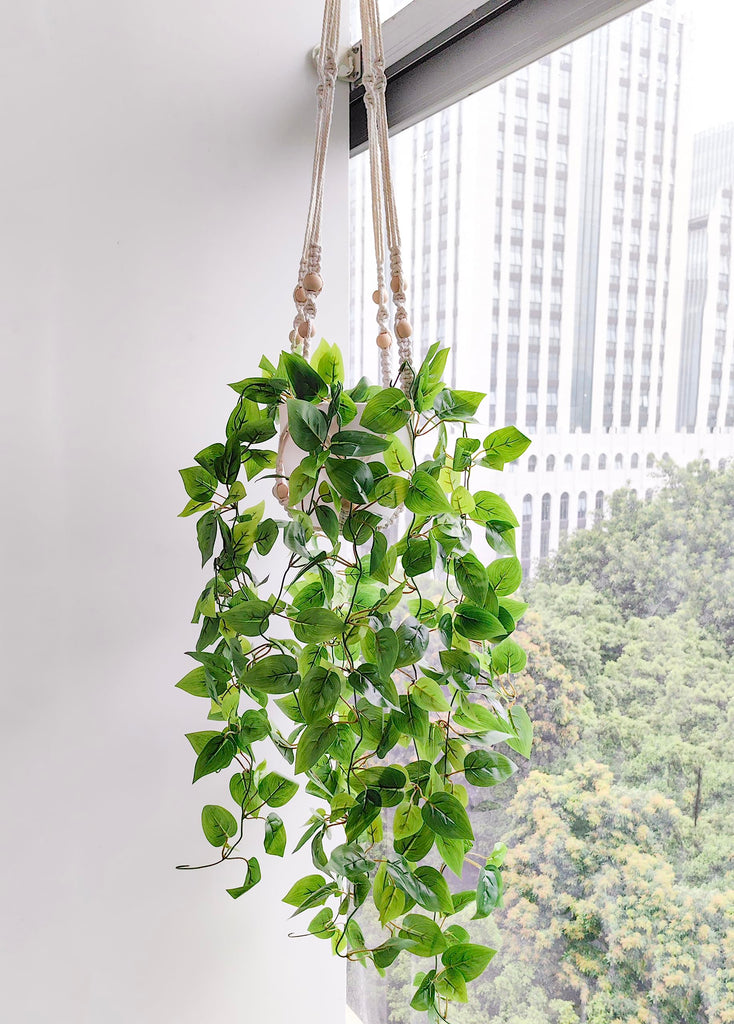 Fake Hanging Plants Artificial Plants Decor Macrame Plant Hanger with Fake Vines Faux Hanging Planter Greenery for