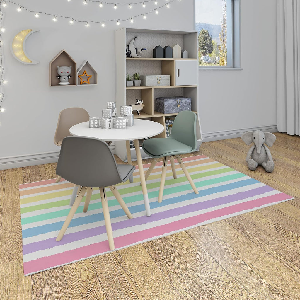 Non-Slip Area Rugs Watercolor Pastel Brush Strokes Striped Blue Rainbow Pattern Abstract Home Decor Rugs Carpet for
