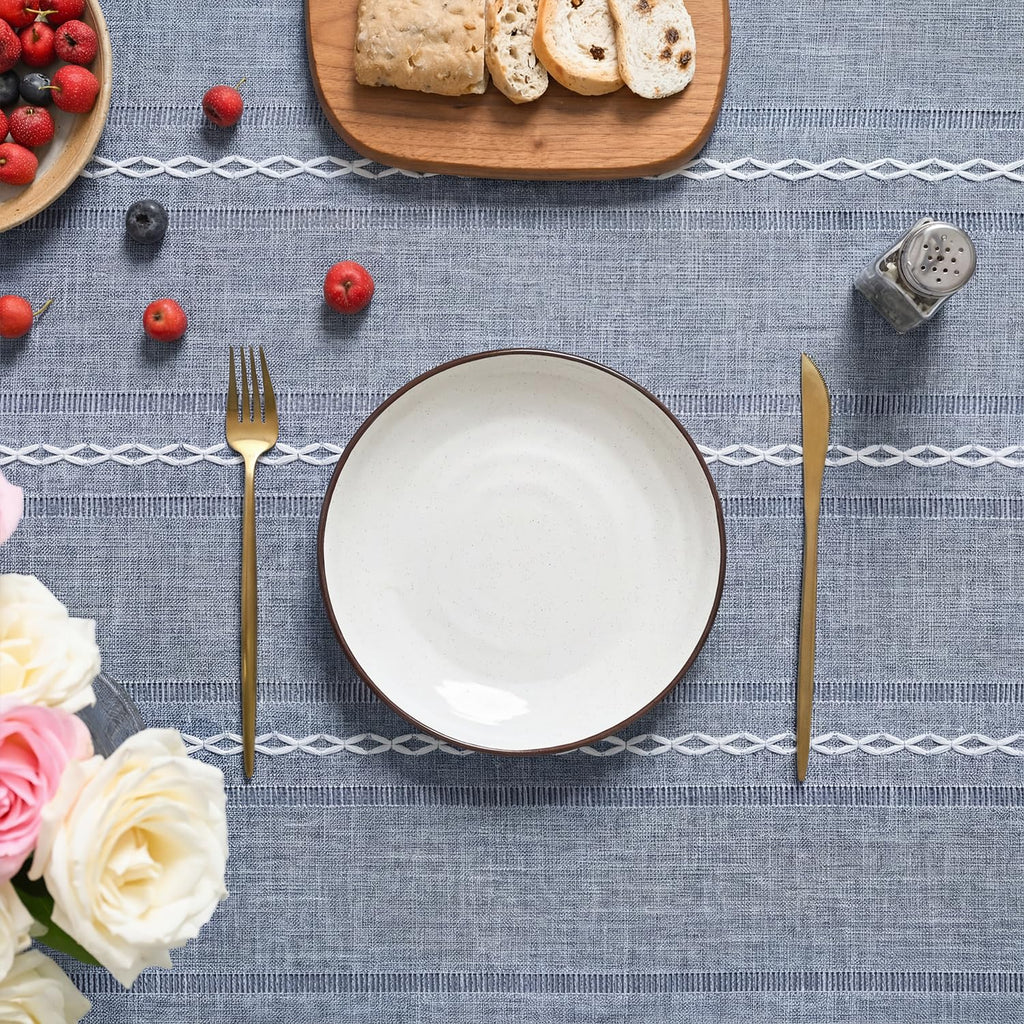 Blue Round Tablecloth, 70×70 Inch, Farmhouse Decor