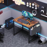 Computer Desk 31 Inch Home Office Desks for Small Spaces, Gaming Writing Study Work Table with Storage Bag, Rustic Brown