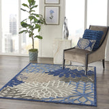 Home Aloha 5'3" x 7'5" Fabric Indoor/Outdoor Rug in Blue/Multi-Color