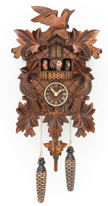 Quartz Cuckoo Clock with Music 7 Leaves, 3 Birds TU 377 QMT