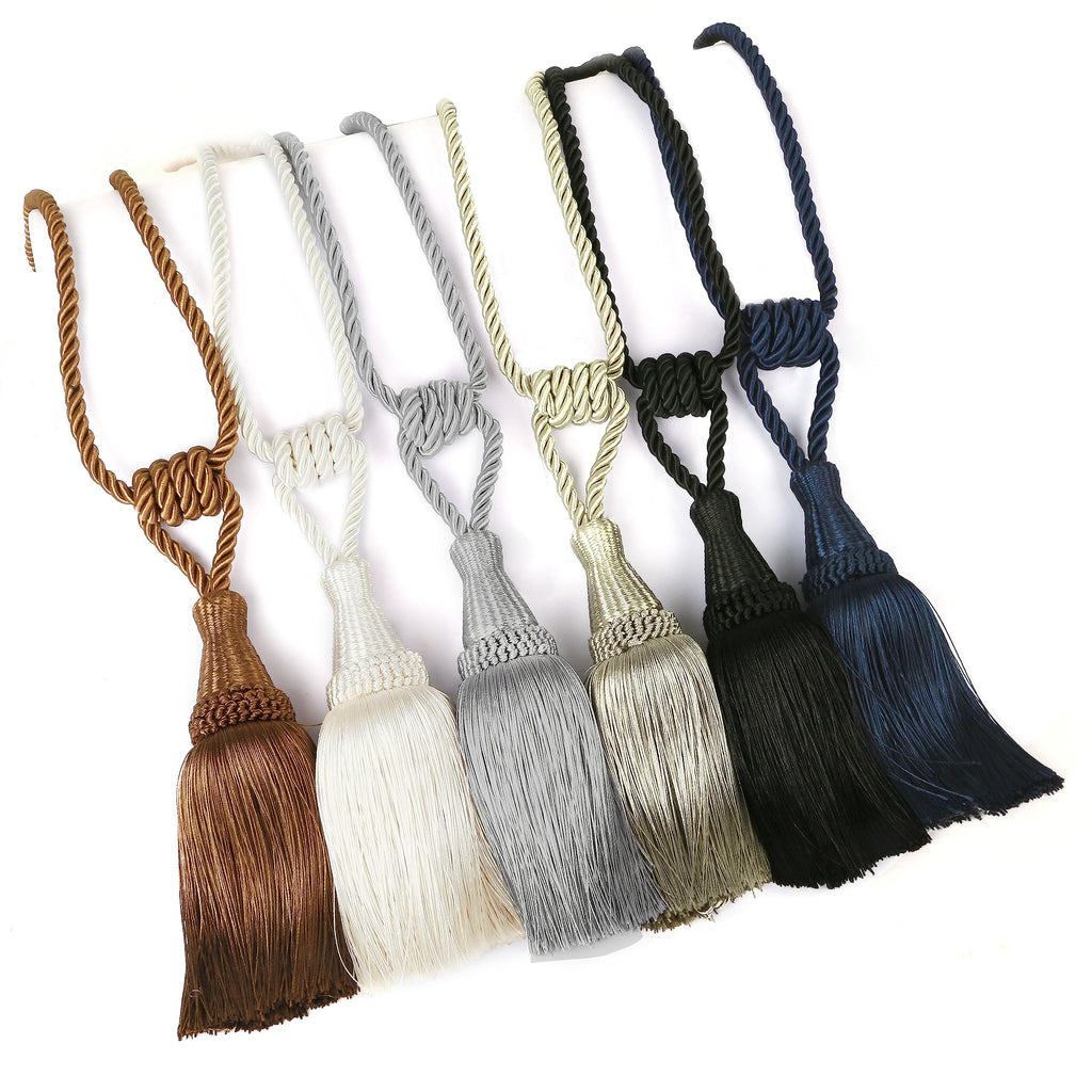 Tassel Curtain Tiebacks Handmade Holdbacks (Gold) - 2 Pack