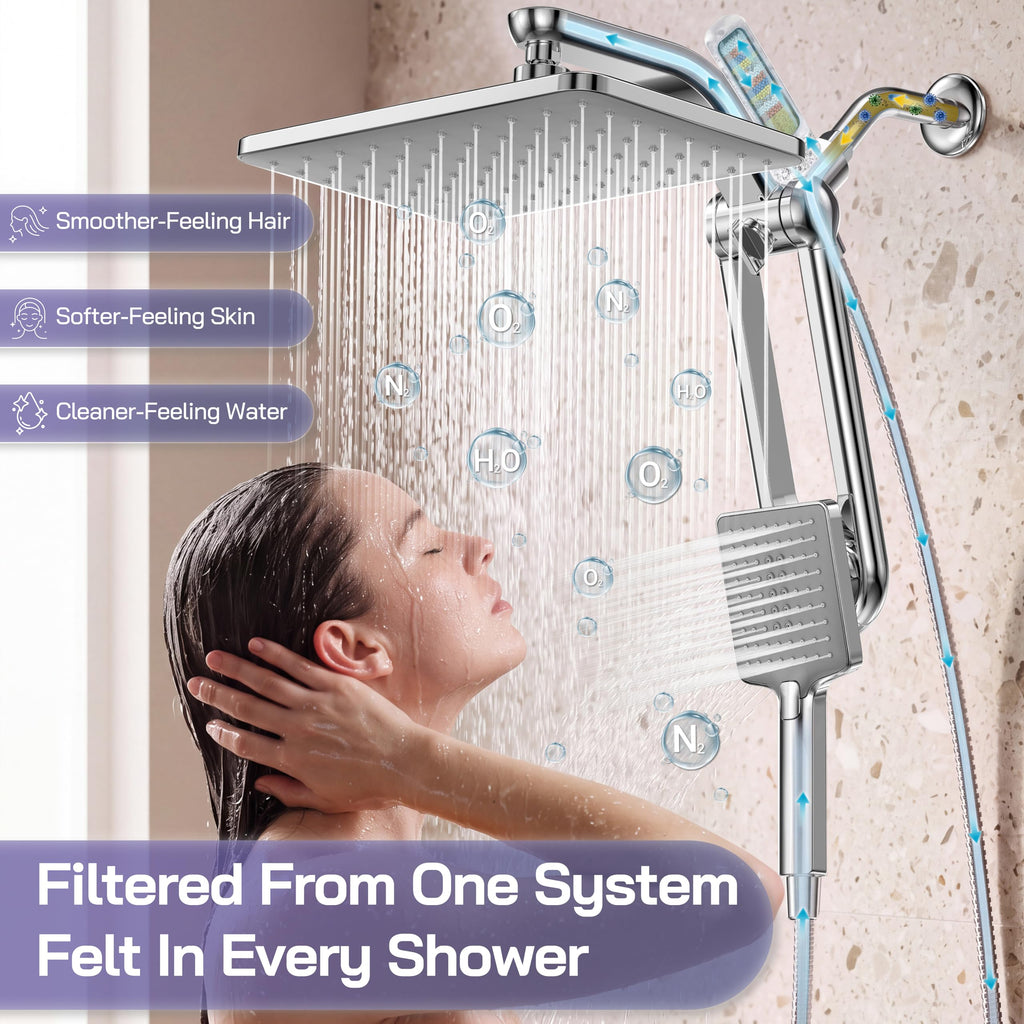 High Pressure Filtered Shower Head with Handheld Combo, Chrome