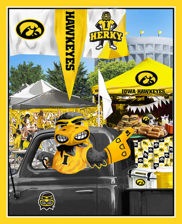 University of Iowa Cotton Fabric Panel with Tailgate Design-Sold by The PanelQ